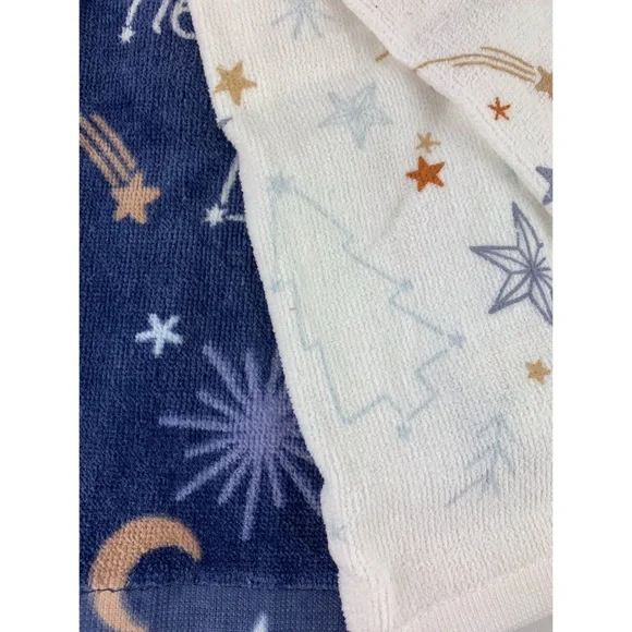 Decorative Kitchen Towels (2) Blue White Stars “Let Your Heart Be Light” NEW - Picture 3 of 4